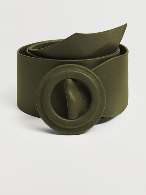 

MANGO Women Olive Green Solid Wide Belt