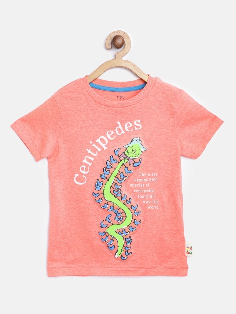

Marks Spencer Roald Dahl Boys Coral Pink Green Centipedes Sustainable Pure Cotton T-shirt