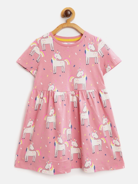 

Marks & Spencer Girls Pink & White Unicorn Print Sustainable Pure Cotton A-Line Dress