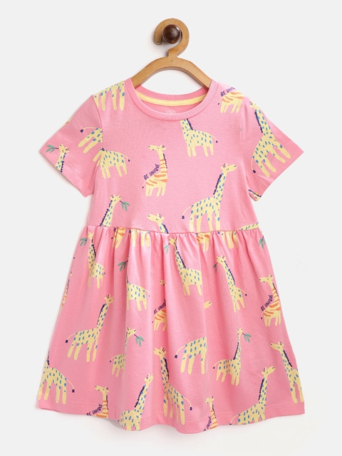 

Marks & Spencer Girls Pink & Yellow Giraffe Print Sustainable Pure Cotton A-Line Dress