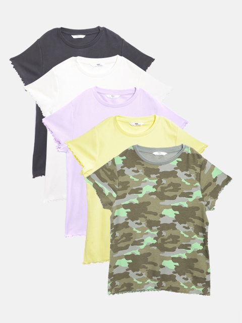 

Marks & Spencer Girls Pack of 5 Round Neck Sustainable T-shirts, Multi