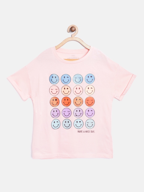 

Marks & Spencer Girls Pink & Blue Emoticon Print Pure Cotton Sustainable T-shirt