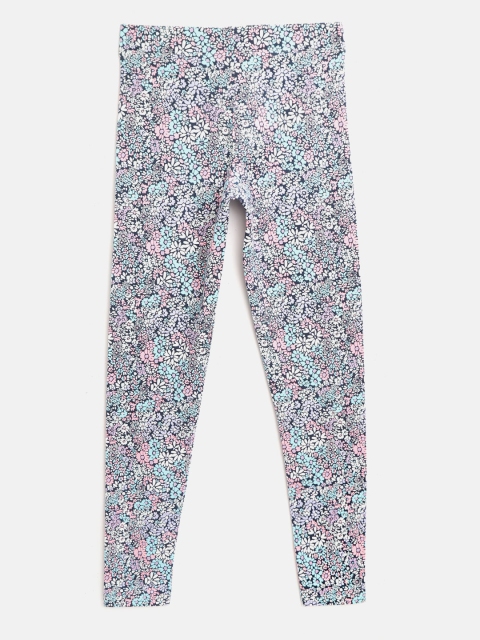 

Marks & Spencer Girls Blue & Pink Floral Print Ankle-Length Sustainable Leggings