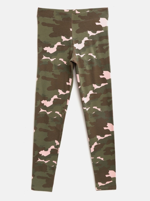

Marks & Spencer Girls Olive Green & Pink Camouflage Ankle-Length Sustainable Leggings