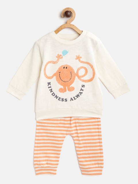 

Marks & Spencer Kids Off-White & Orange Mr Men Little Miss Cotton T-shirt with Pyjamas