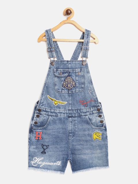

Marks & Spencer Girls Blue Washed Harry Potter Applique Denim Dungarees