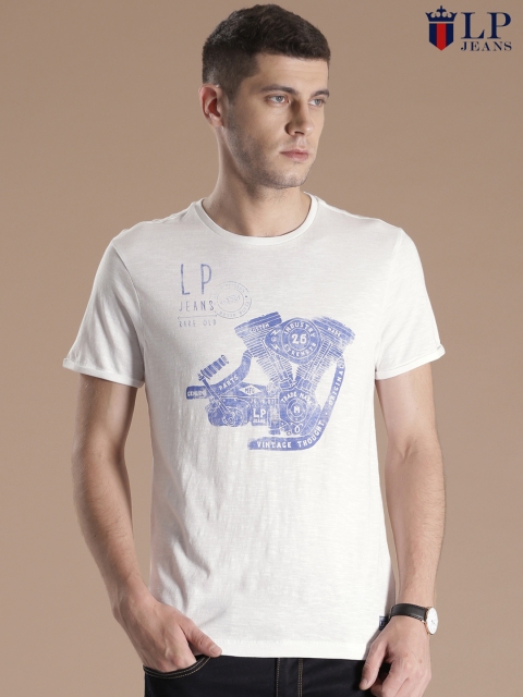 

Louis Philippe Jeans White Printed T-shirt