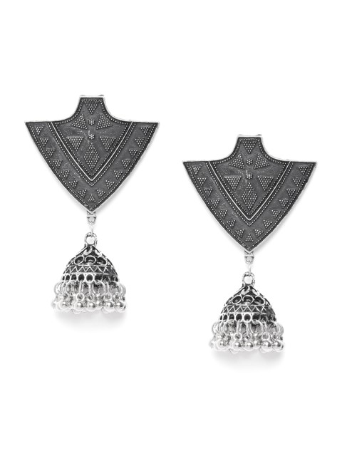 

DIVA WALK Oxidized Silver-Toned Handcrafted Classic Drop Earrings