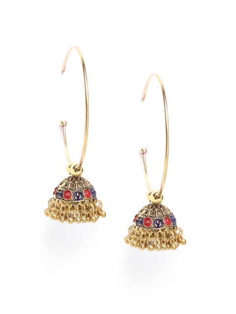 

DIVA WALK Gold-Toned & Red Enamelled Handcrafted Dome Shaped Jhumkas