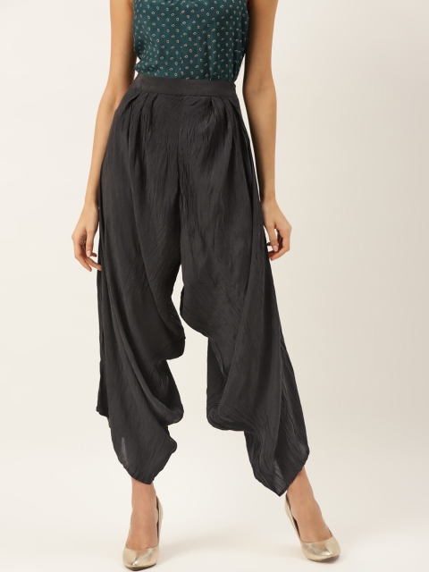 

Ritu Kumar Women Black Solid Crinkled Dhoti Pants