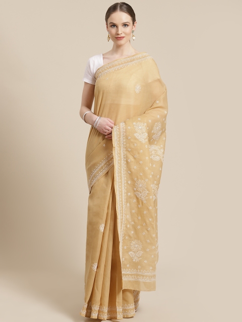 

ADA Beige & White Chikankari Embroidered Handloom Saree