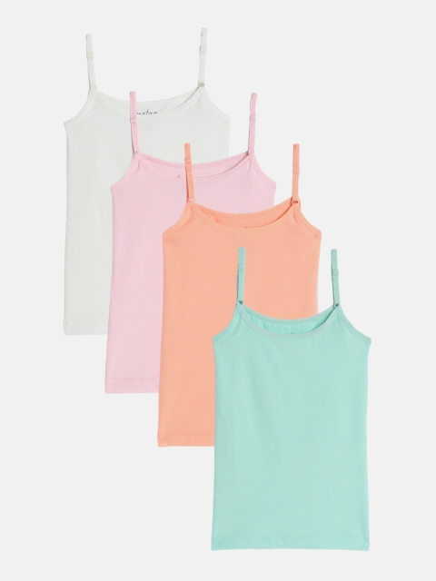 

METRO KIDS COMPANY Girls Pack of 4 Pure Cotton Camisoles, White