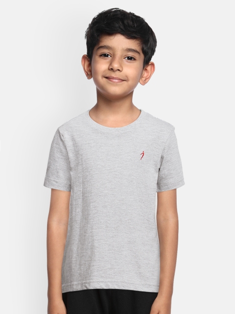 

Indian Terrain Boys Grey Melange Solid Round Neck T-shirt