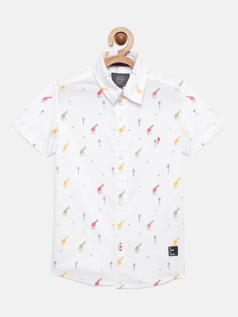

Indian Terrain Boys White Regular Fit Printed Pure Cotton Casual Shirt