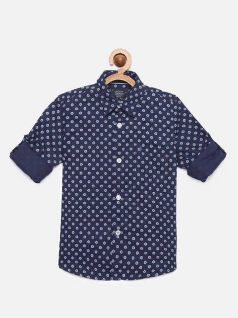 

Indian Terrain Boys Blue Printed Pure Cotton Regular Fit Casual Shirt