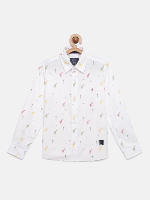 

Indian Terrain Boys White Printed Pure Cotton Regular Fit Casual Shirt