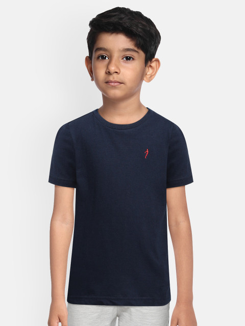 

Indian Terrain Boys Navy Blue Solid Round Neck Pure Cotton T-shirt