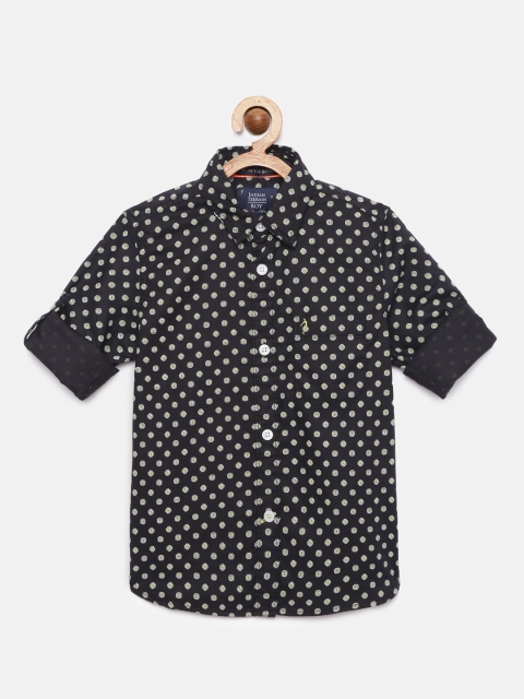 

Indian Terrain Boys Black Printed Pure Cotton Regular Fit Casual Shirt