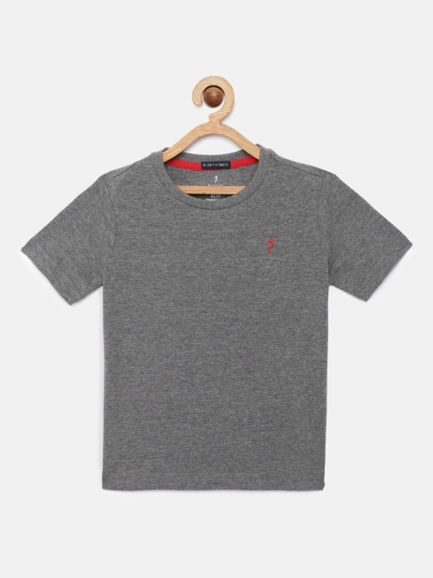 

Indian Terrain Boys Grey Solid Round Neck Pure Cotton T-shirt