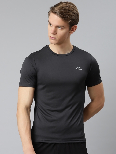 

Alcis Men Charcoal Grey Solid Slim Fit T-shirt