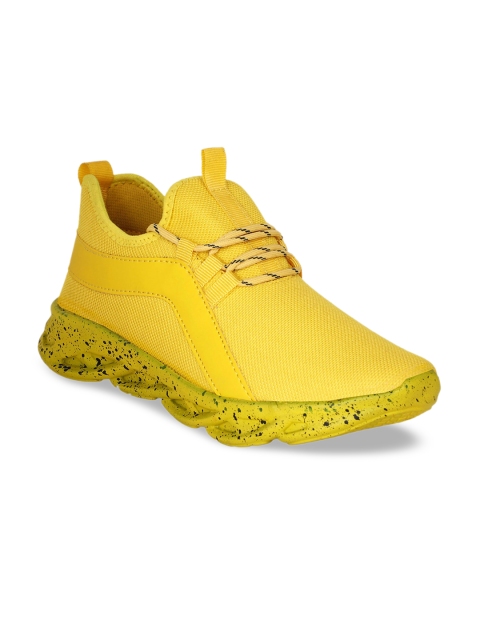 

AVAENS Men Yellow Mesh Running Shoes