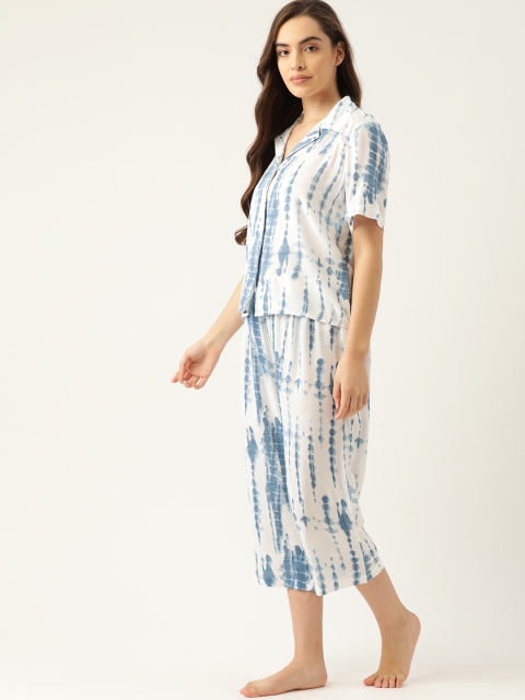 

ETC Women Blue & Off White Printed Night suit