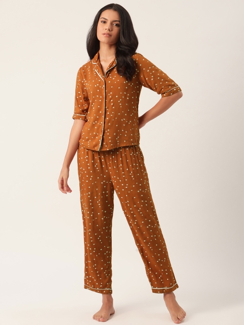 

ETC Women Mustard & White Printed Night suit