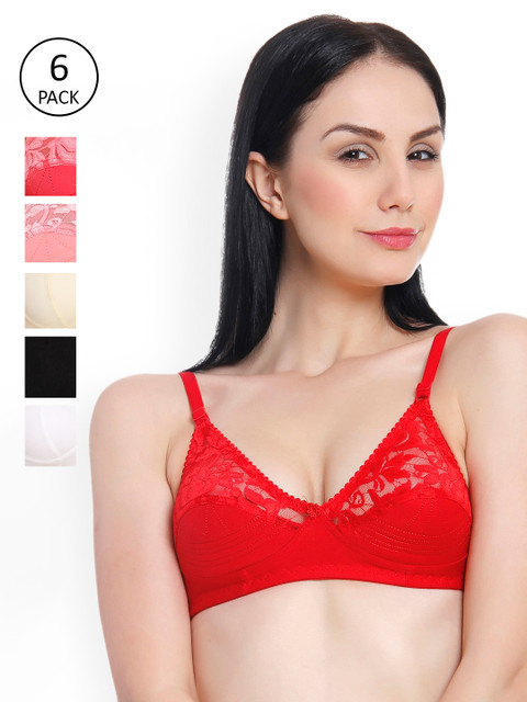 

Innocence Pack Of 6 Non-Wired Non Padded Bras 2386804-1-2371289-1, Red