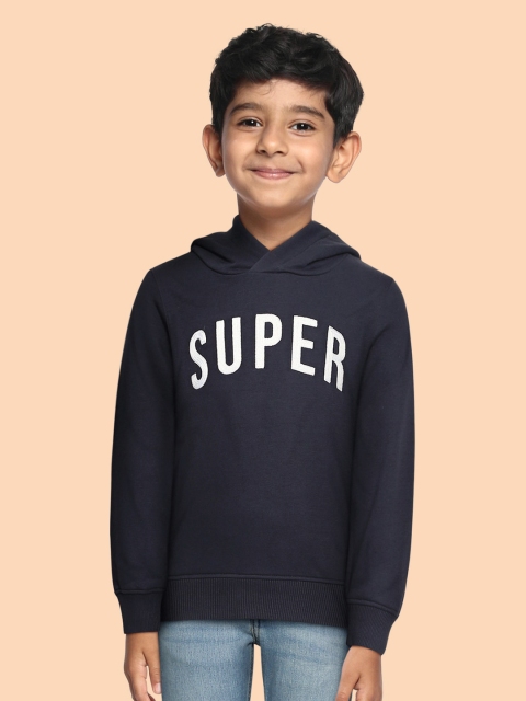 

Marks & Spencer Boys Navy Blue & White Super Embroidered Hooded Sweatshirt