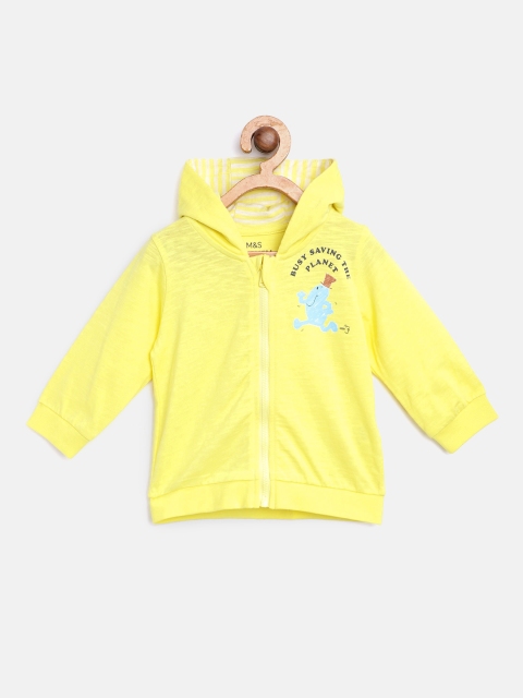 

Marks & Spencer Kids Yellow Solid Pure Cotton Hooded Sustainable Sweatshirt