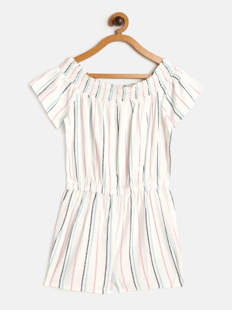 

Marks & Spencer Girls White & Pink Striped Playsuit