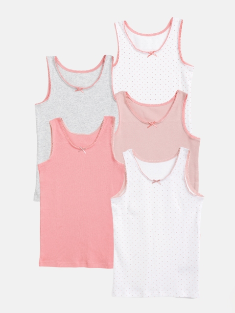 

Marks & Spencer Girls Pack of 5 Solid Pure Cotton Innerwear Vests, Pink