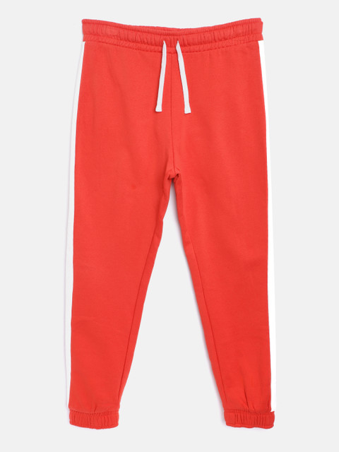 

Marks & Spencer Girls Red Solid Sustainable Joggers with Side Stripes