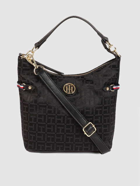 

Tommy Hilfiger Black Printed MONOGRAM JACQUARD Hobo Bag