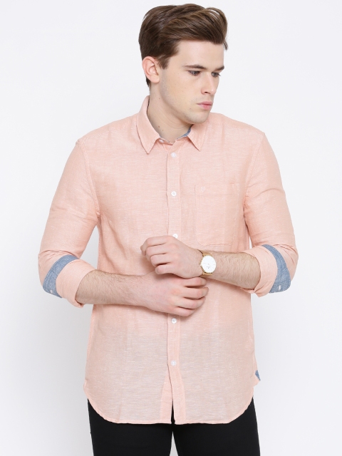 

Jack & Jones Men Peach-Coloured Solid Slim Fit Casual Shirt