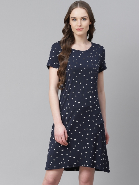 

Marks & Spencer Navy Blue & White Star Print Sleep Shirt