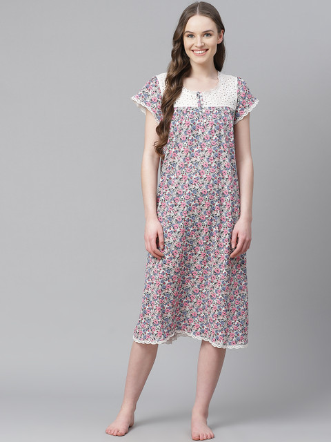 

Marks & Spencer Pink & Blue Pure Cotton Printed Nightdress
