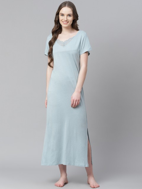 

Marks & Spencer Blue Solid Knitted Sustainable Nightdress