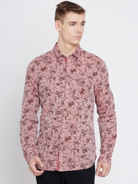 

Jack & Jones Pink Linen Printed Slim Casual Shirt