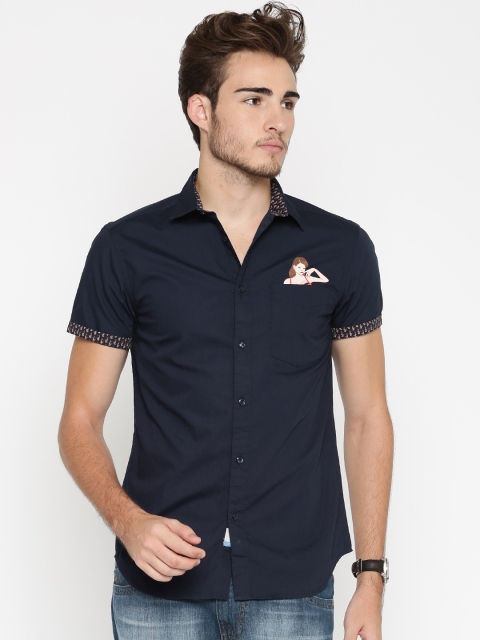 

Jack & Jones Men Navy Blue Casual Shirt