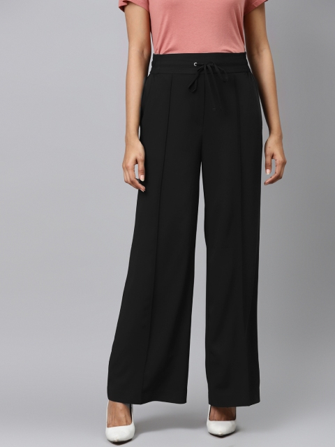 

Marks & Spencer Women Black Flared Parallel Trousers