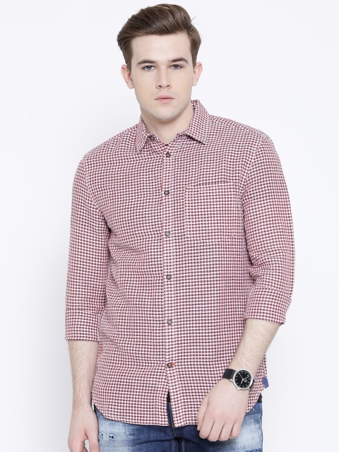 

Jack & Jones Maroon & White Checked Casual Shirt