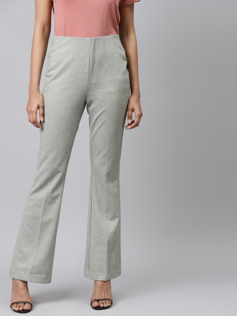 

Marks & Spencer Women Olive Green Solid Flared Regular Trousers