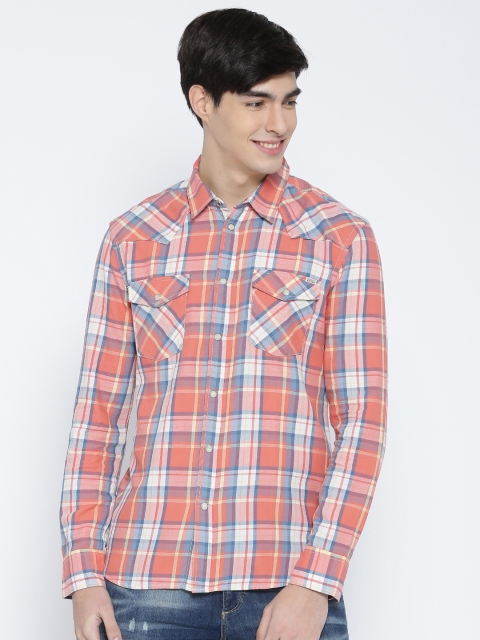 

Jack & Jones Men Pink Checked Casual Shirt