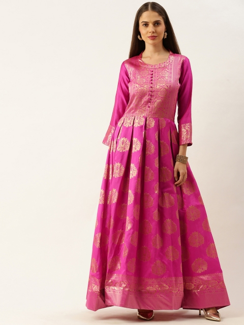 

LOOKNBOOK ART Women Pink Self Design Maxi Dress