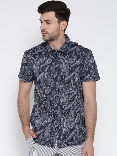 

Jack & Jones Men Navy Blue Printed Casual Shirt