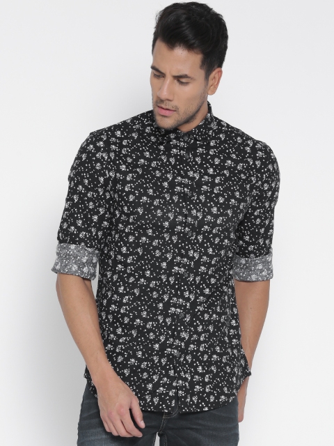 

Jack & Jones Black Linen Printed Slim Casual Shirt