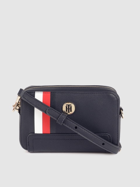

Tommy Hilfiger Navy Blue Textured HONEY CAMERA Sling Bag