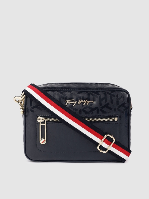 

Tommy Hilfiger Navy Blue Self Design Sling Bag