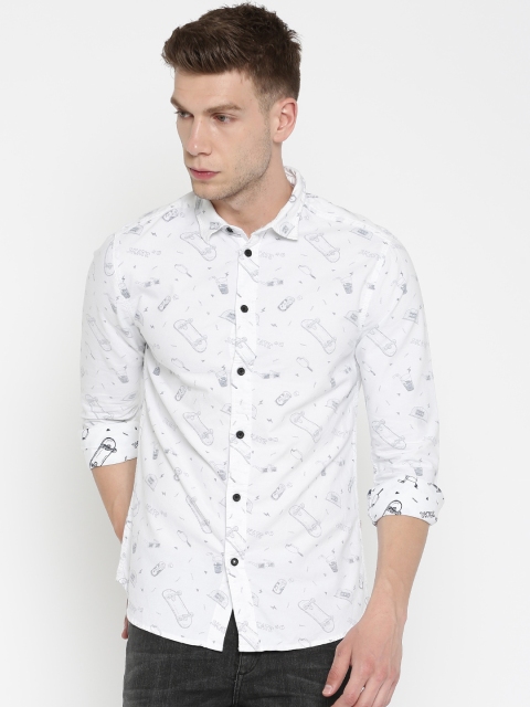 

Jack & Jones Men White Printed Casual Shirt